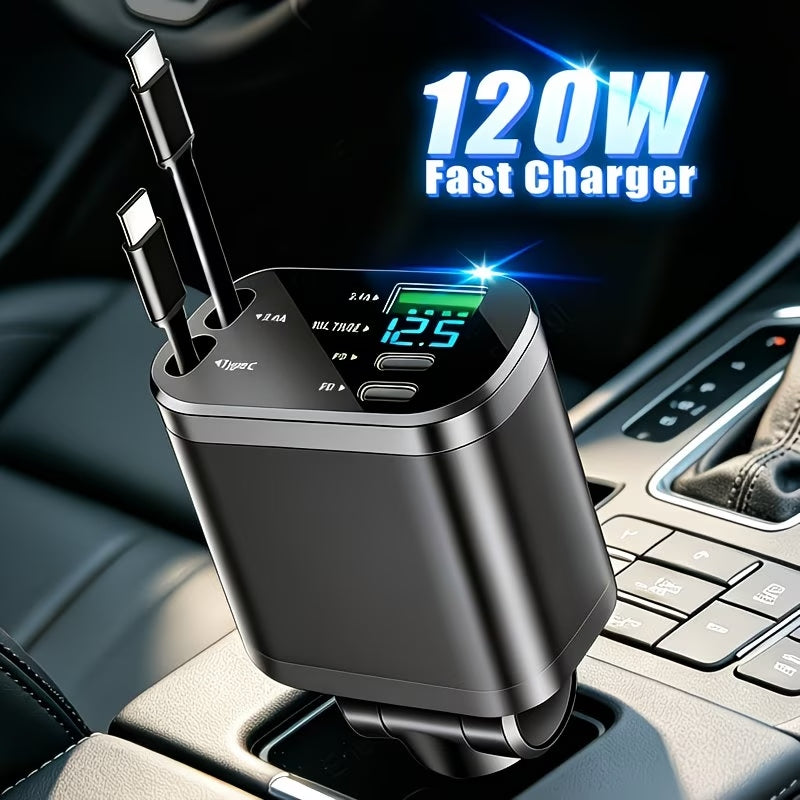 Cargador de auto 4 en 1 120W puertos